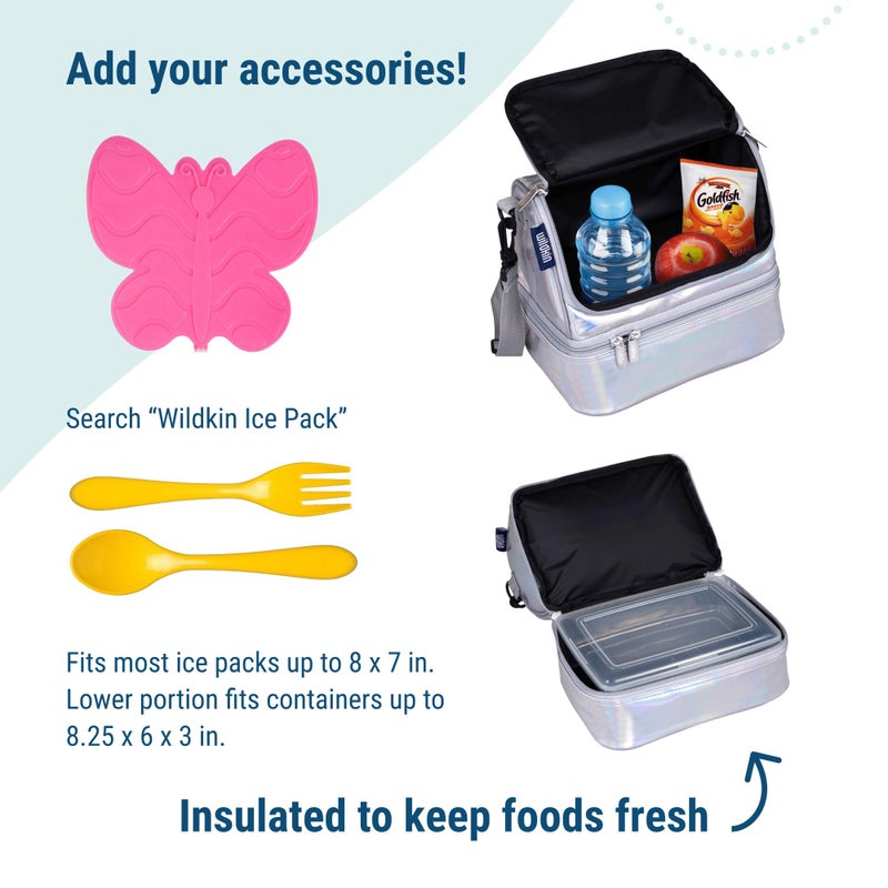 Wildkin Two Compartment Insulated Lunch Bag for Kids â€“ School & Travel Ready - Holographic - Image 5